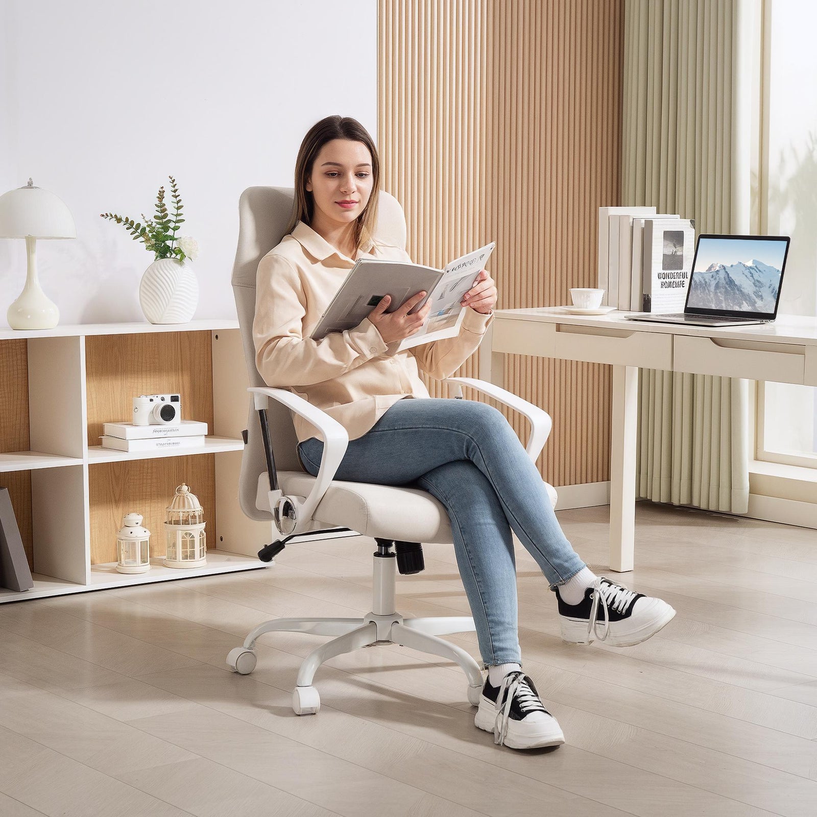 High Back Office Chair | Cream