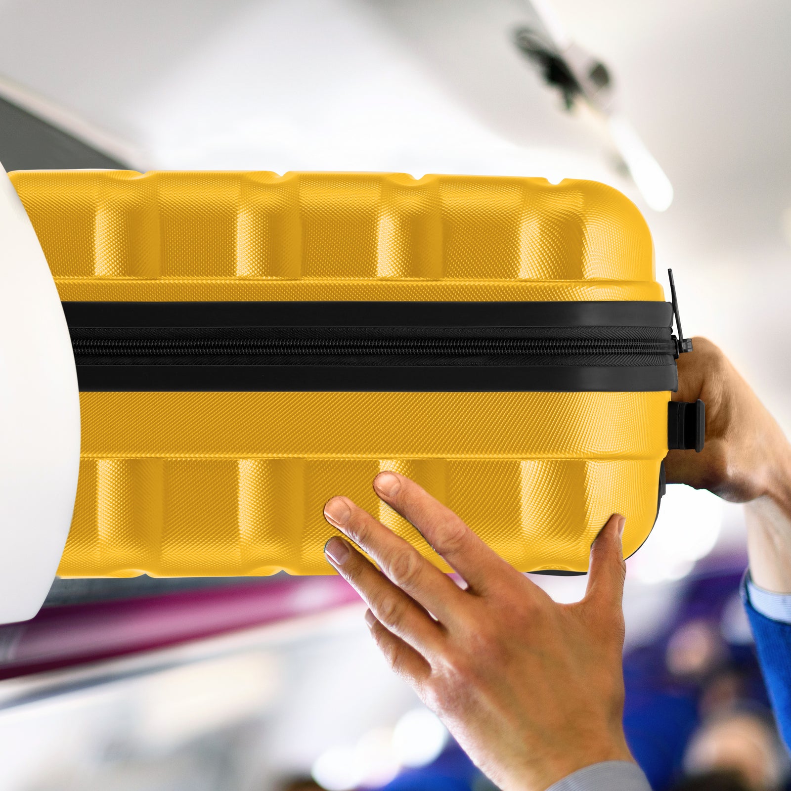 55x40x20cm Lightweight Luggage Hard Shell Cabin Suitcase 60+ Airlines Approved - Carry On Case - 4 Wheels | 55 x 40 x 20cm | Yellow