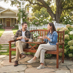 Outsunny Wood Garden Loveseat Bench With Liftable Table, Cover, Light Brown