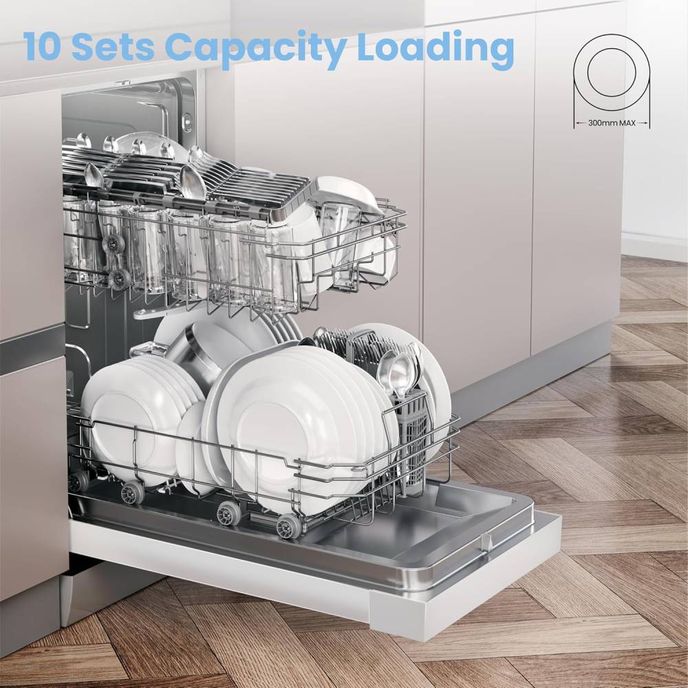 White Freestanding Dishwasher With 10 Place Settings & 6 Washing Programs