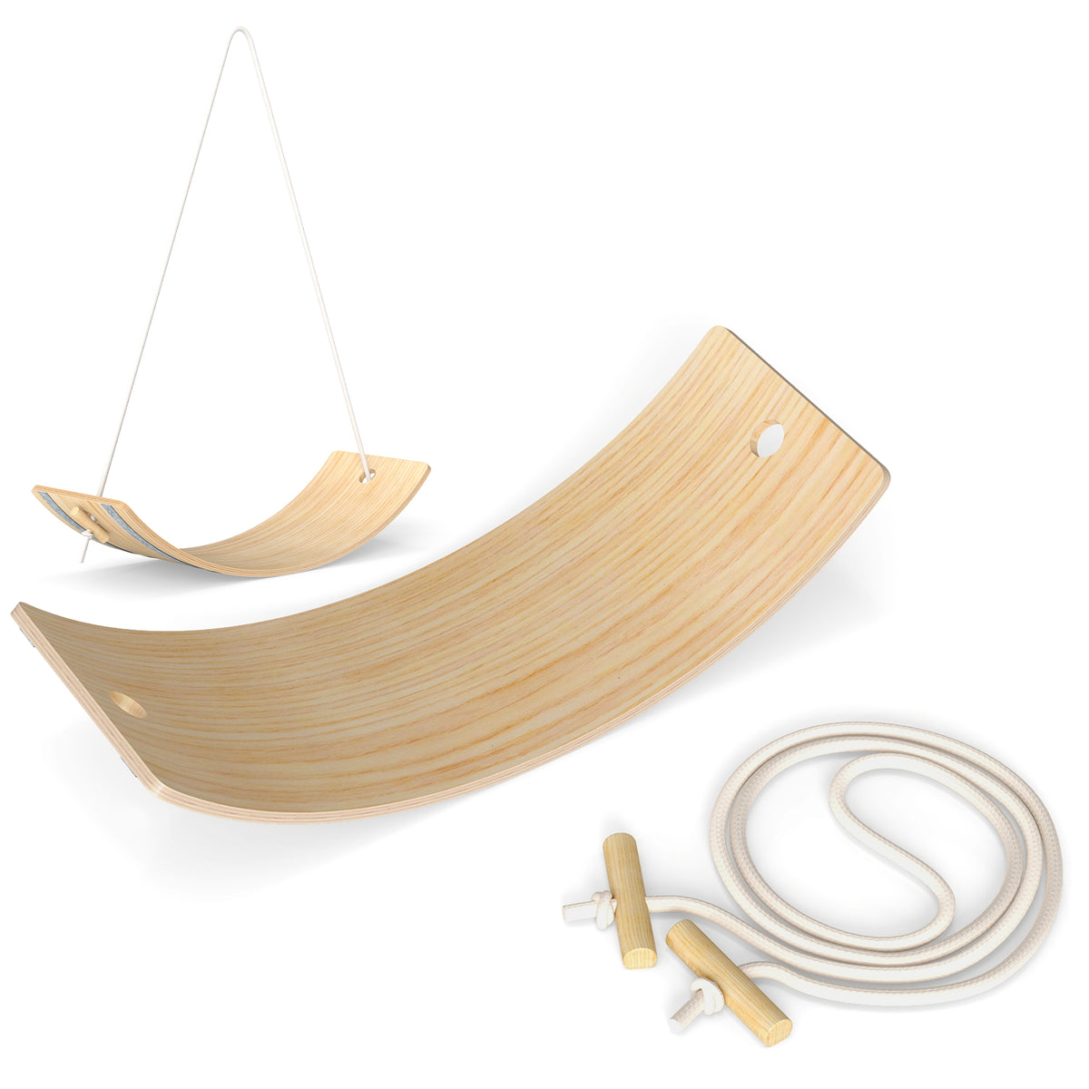 AIYAPLAY Kids Wooden Balance Board With Rope And Felt For Sensory Play