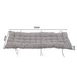 Outdoor Bench Cushion Grey Checkered Thick Padded Seat Pad With Ties For Garden Or Patio Furniture | Small
