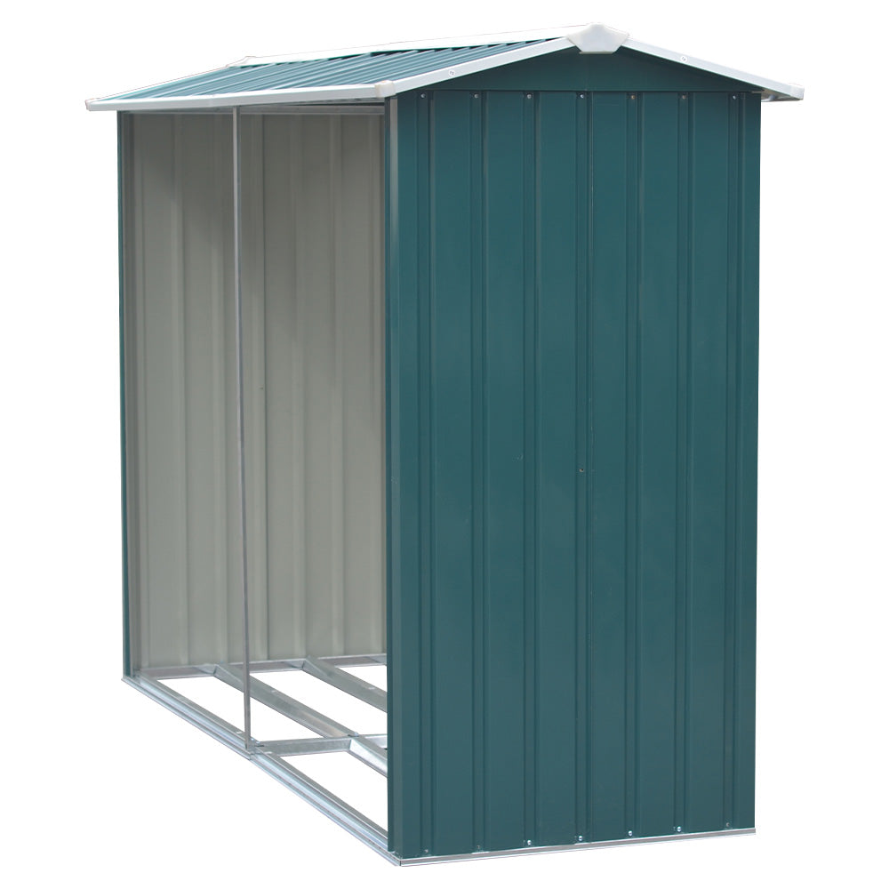 Outdoor Garden Steel Log Storage Shed Weatherproof Firewood Organizer | One Size | Green