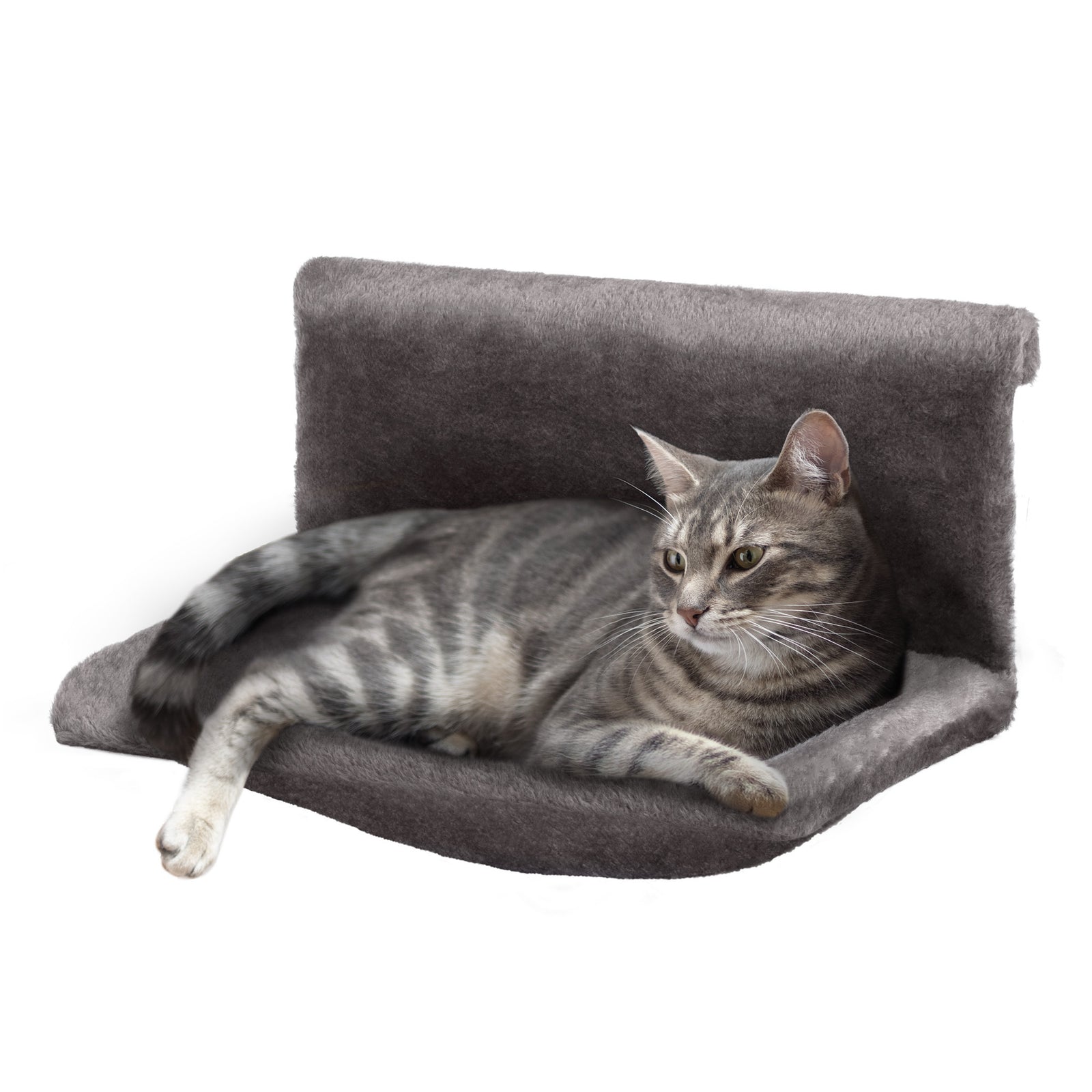 Petlicity Grey Radiator Cat Bed With Removable Faux Fur Cover And Frame