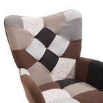 Colour Block Upholstered Wingback Armchair With Footstool