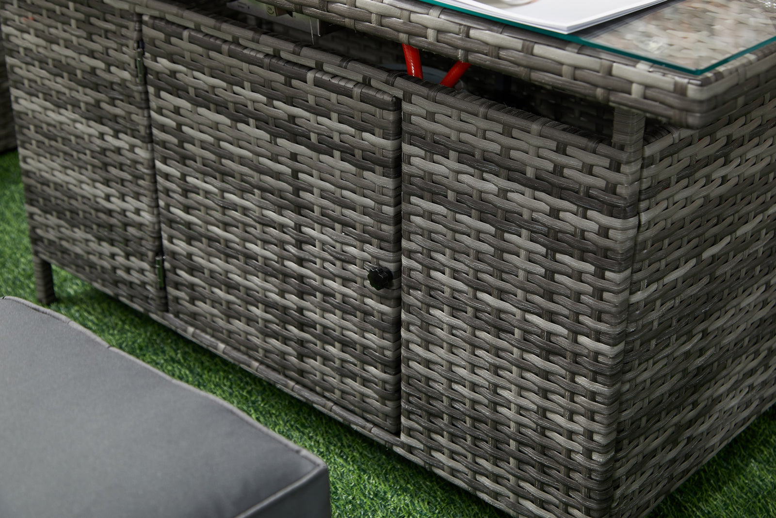 The Tarporley Grey 9 Seat Corner Firepit Rattan Dining Set