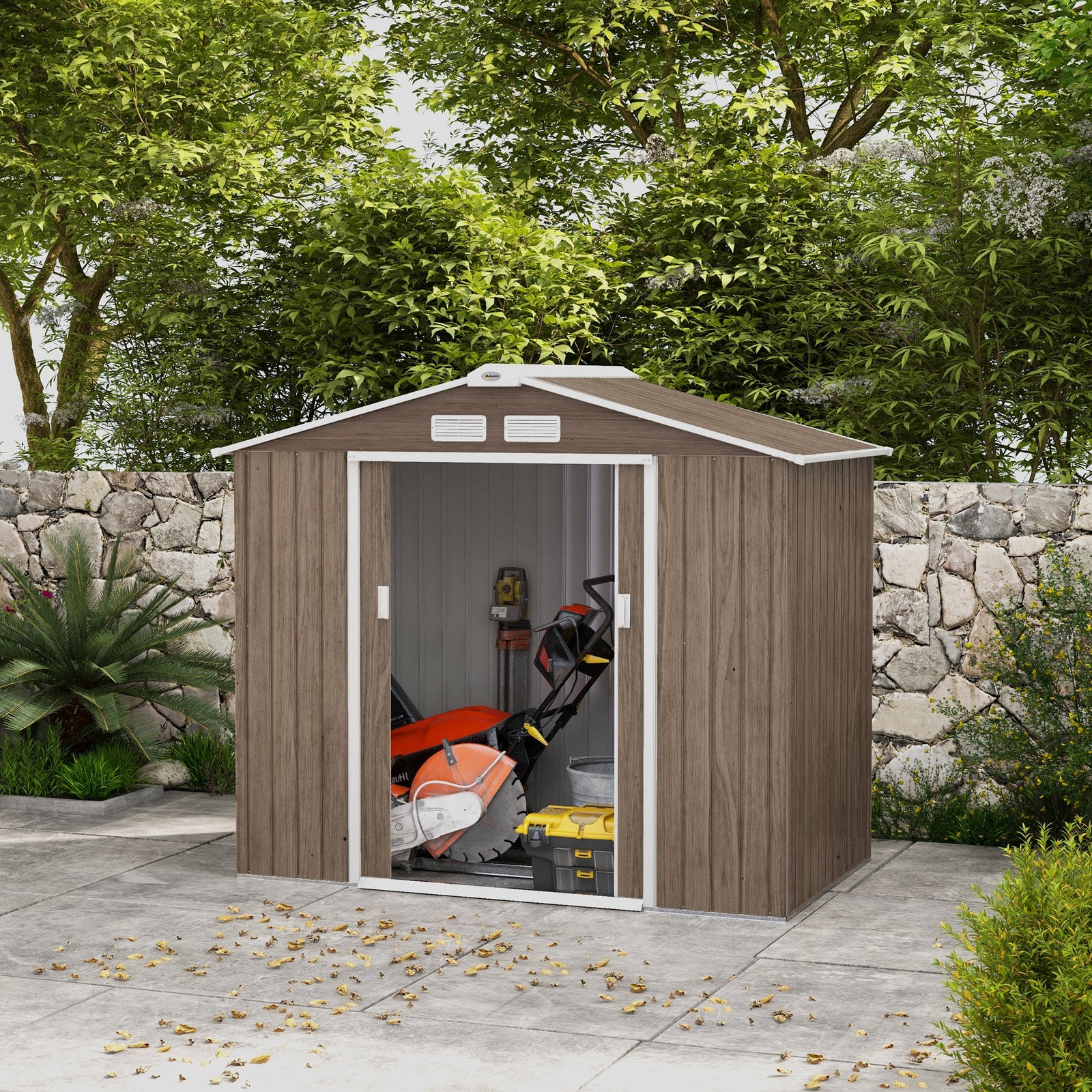 Garden Shed Storage Unit W/locking Door Floor Foundation | Light Slate Gray
