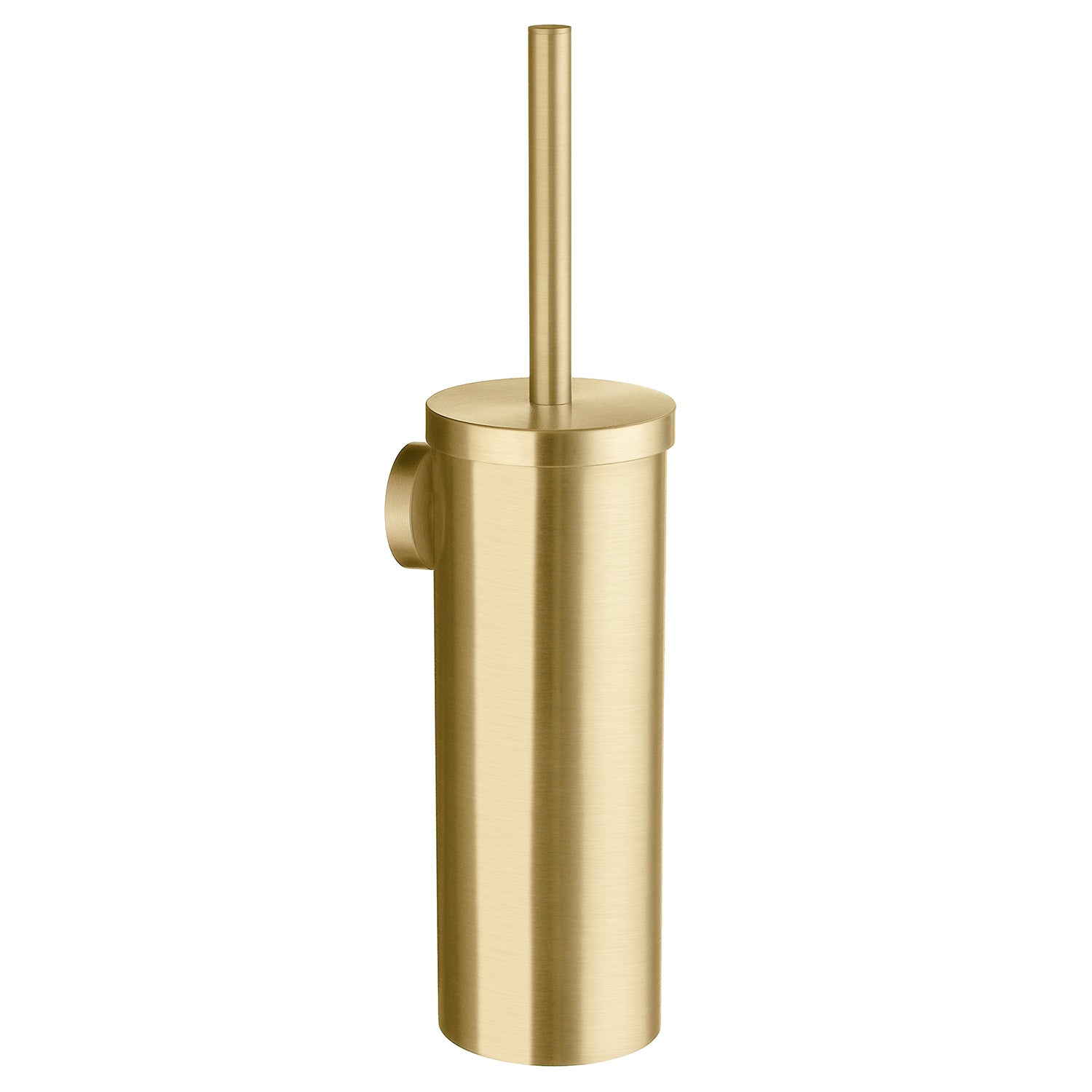 Wall Mounted Toilet Brush And Container With Plastic Insert | Brushed Brass