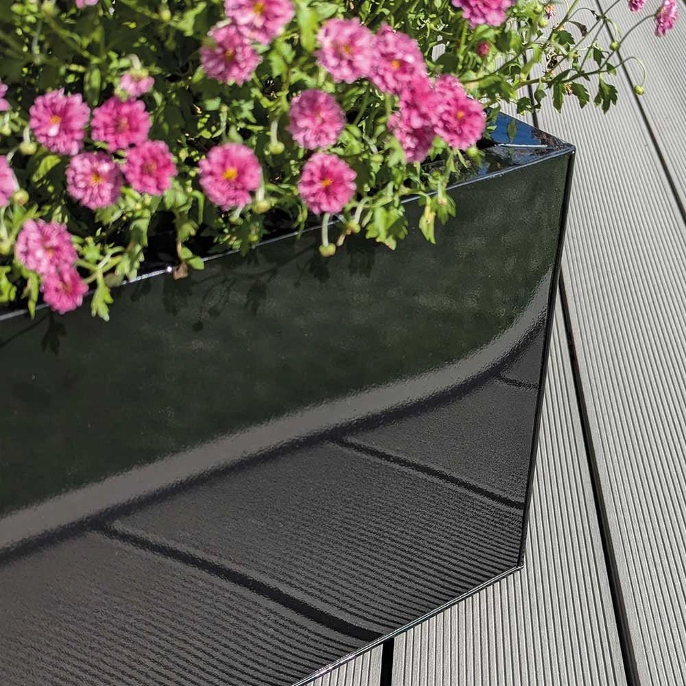 Zinc Galvanised Trough Planter | 100cm x 40cm x 40cm | Black Gloss