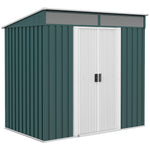 6.5x4ft Garden Shed W/ Foundation Lockable Metal Tool Shed | Green