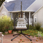 Pe Hanging Swing Chair W/ Thick Cushion, Patio Hanging Chair
