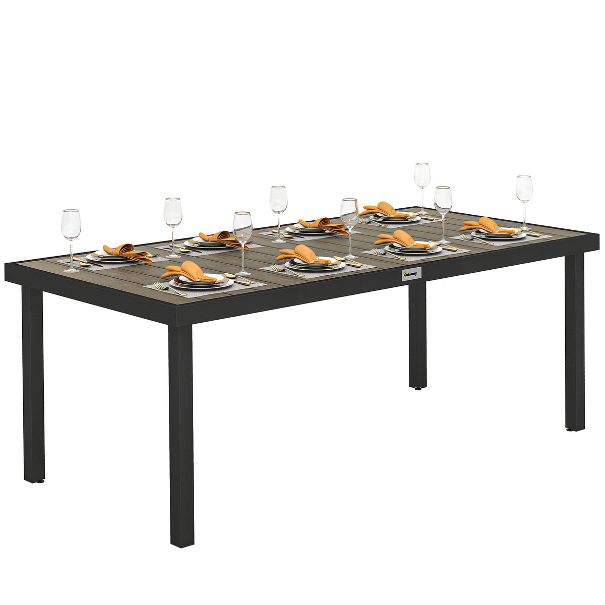 Garden Dining Table For 8, Aluminium Frame For Patio, Brown