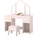 AIYAPLAY Kids Vanity Table And Chair Set With Tri-folding Mirror For 3+