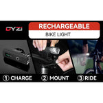 Dyzi Usb Rechargeable Bike Front Light: 4 Modes Daylight Sensor