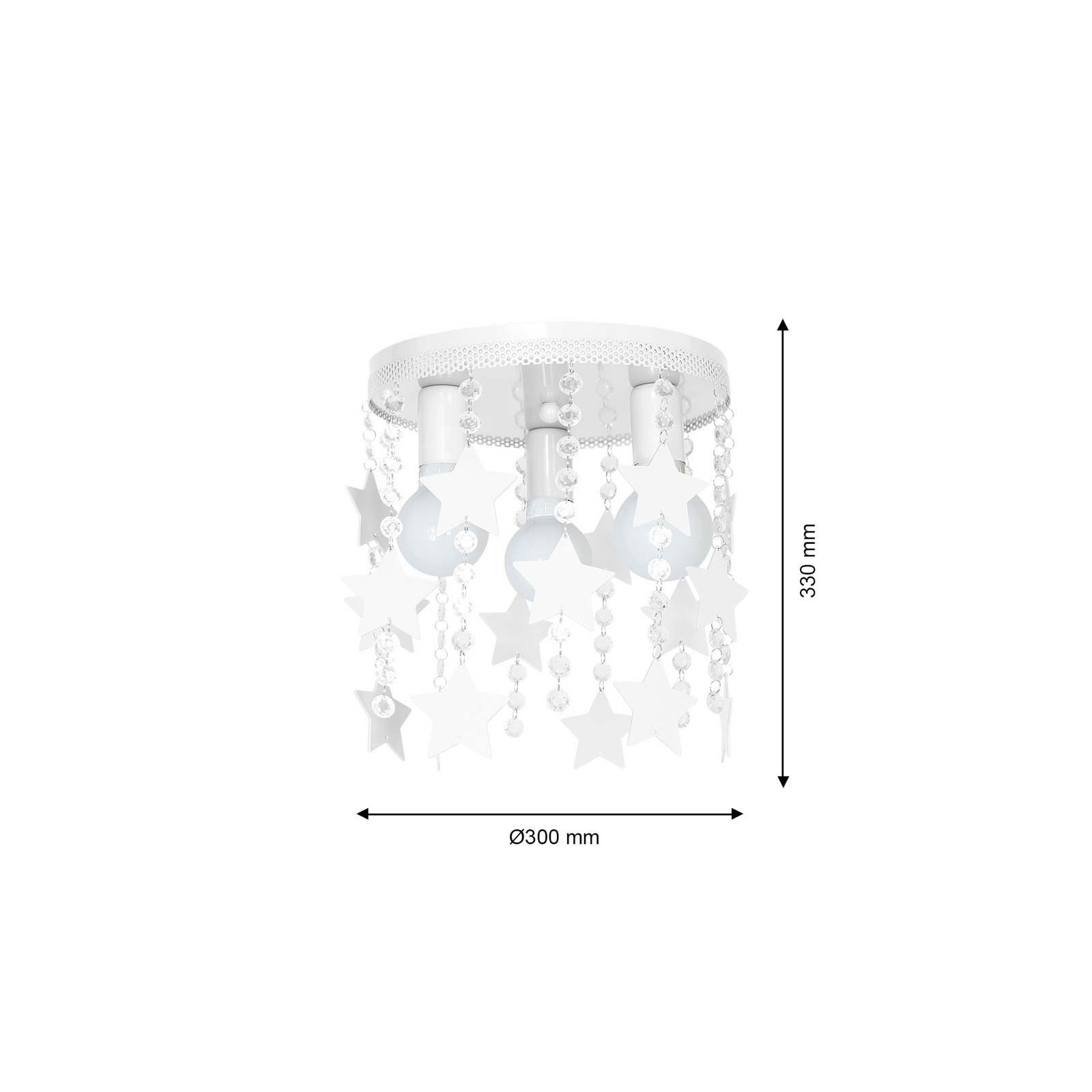 Ceiling Lamp Star 3xe27 Attractive Hand Made Chandelier With Suspended Crystals And Stars | White