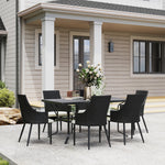 6 Seater Rattan Dining Set, Rectangle Slatted Table | Cream