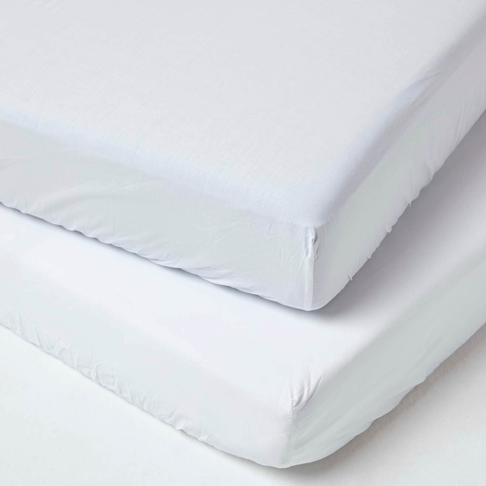 Cotton Fitted Cot Sheets 200 Tc, 60 X 120 Cm, 2 Pack | Cot | White