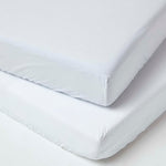 Cotton Fitted Cot Sheets 200 Tc, 70 X 140 Cm, 2 Pack | Cot Bed | White