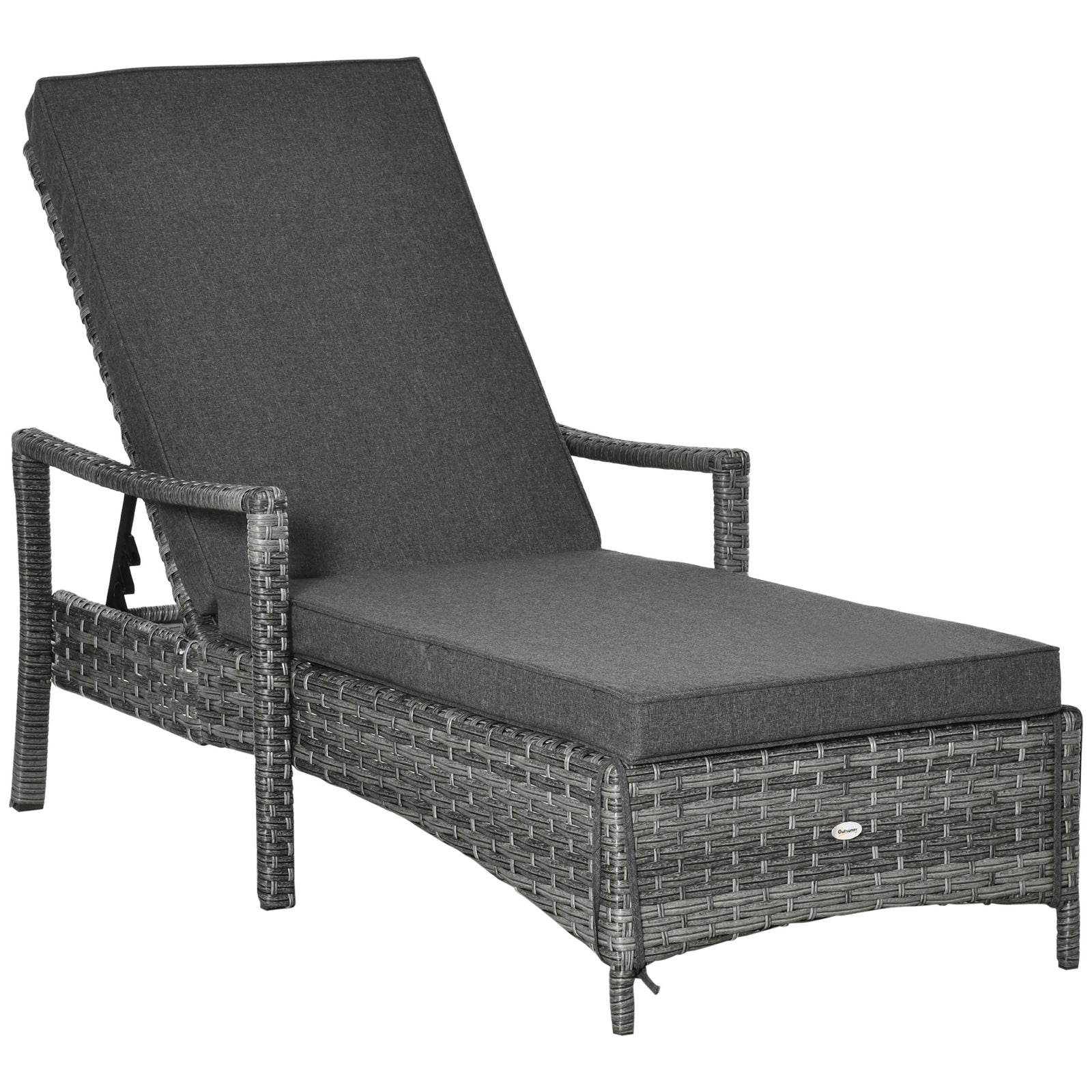 Dual Rattan Wicker Sun Lounger W/ Adjustable Headrest