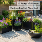 Long Zinc Galvanised Tall Trough Planter | 80cm x 25cm x 60cm | Matte Black