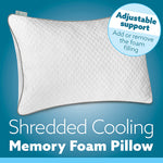 Cooling Memory Foam Pillow 70x45cm Adjustable Orthopaedic Support Washable Cover | Set-of-1 | White