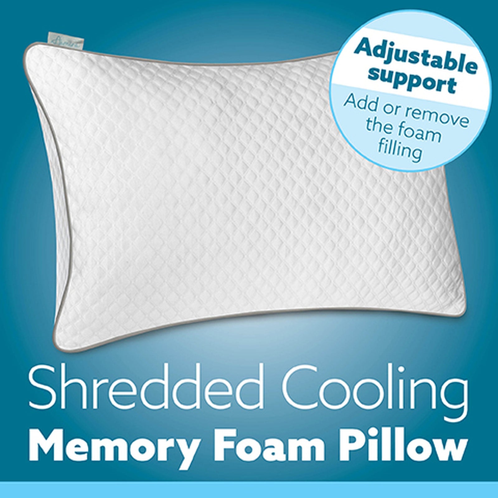 Cooling Memory Foam Pillow 70x45cm Adjustable Orthopaedic Support Washable Cover | Set-of-1 | White