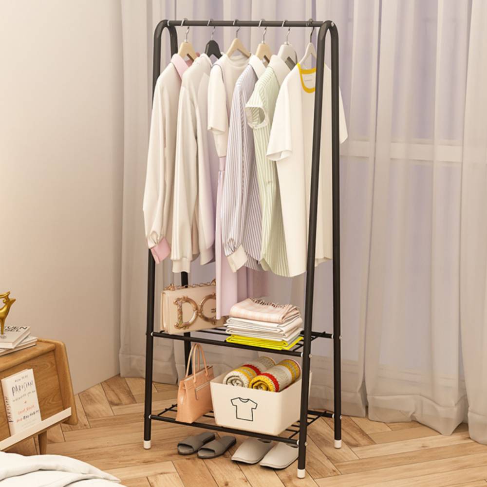152cm Freestanding Metal Clothes Rail With Bottom Rack