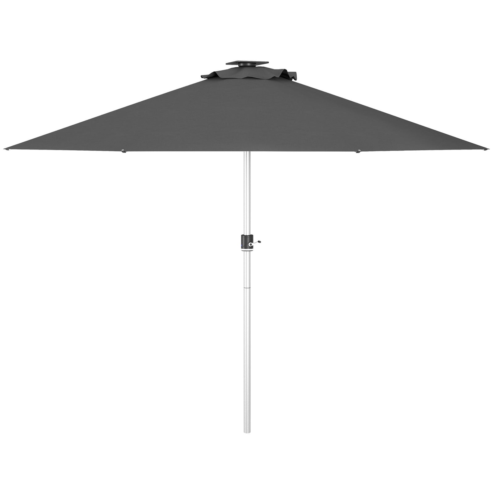 Garden Parasol W/ Usb & Solar Led Lights, Crank Handle | Dark Gray