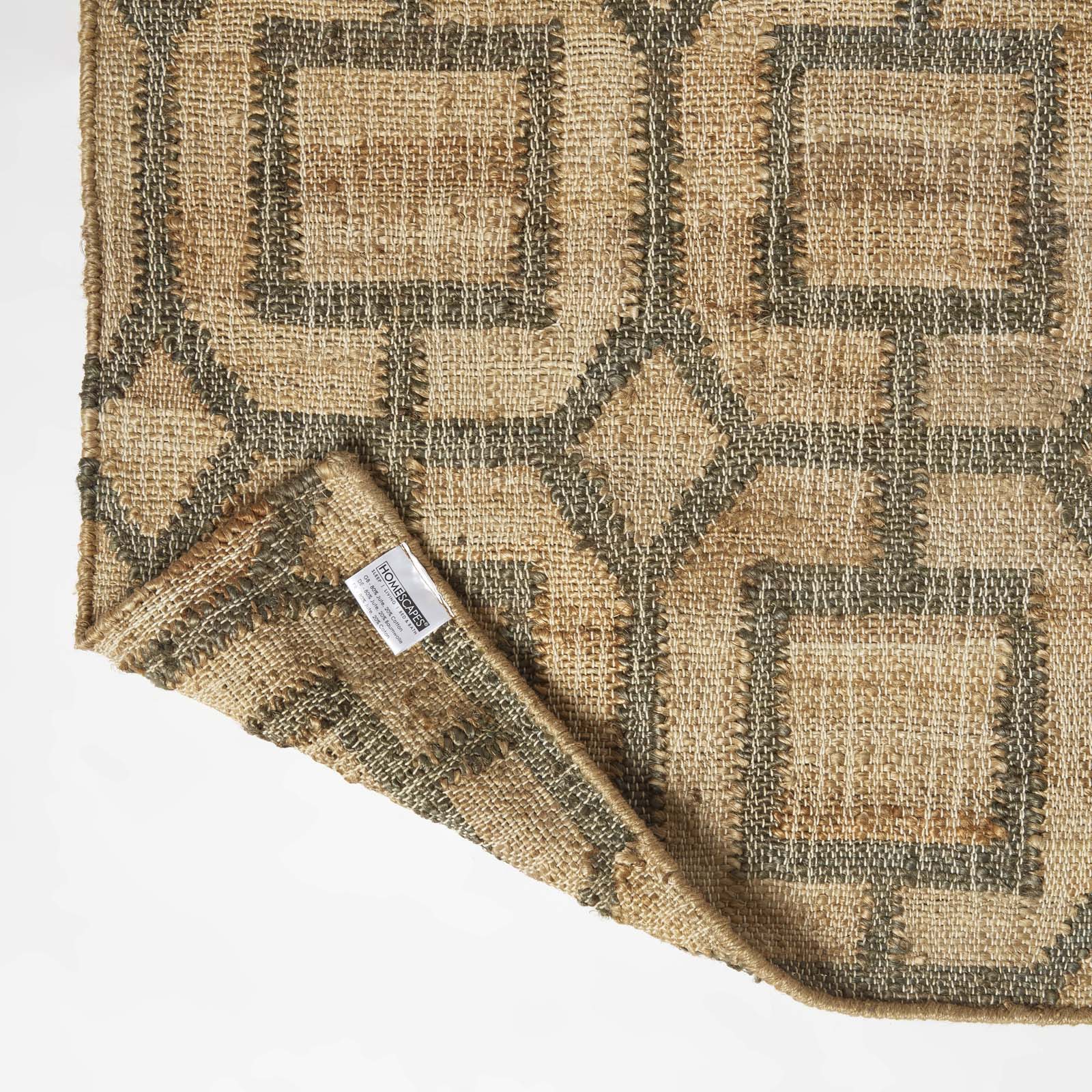 Tiran Brown Geometric Handwoven Jute Rug | 150cm x 95cm | Brown