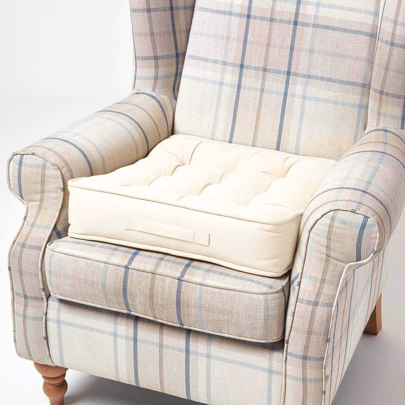 Cotton Armchair Booster Cushion | 50cm x 50cm | Cream