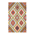 Oslo Orange, Brown And Yellow Multi Coloured 100% Cotton Diamond Pattern Rug | 150cm x 95cm | Black & Brown