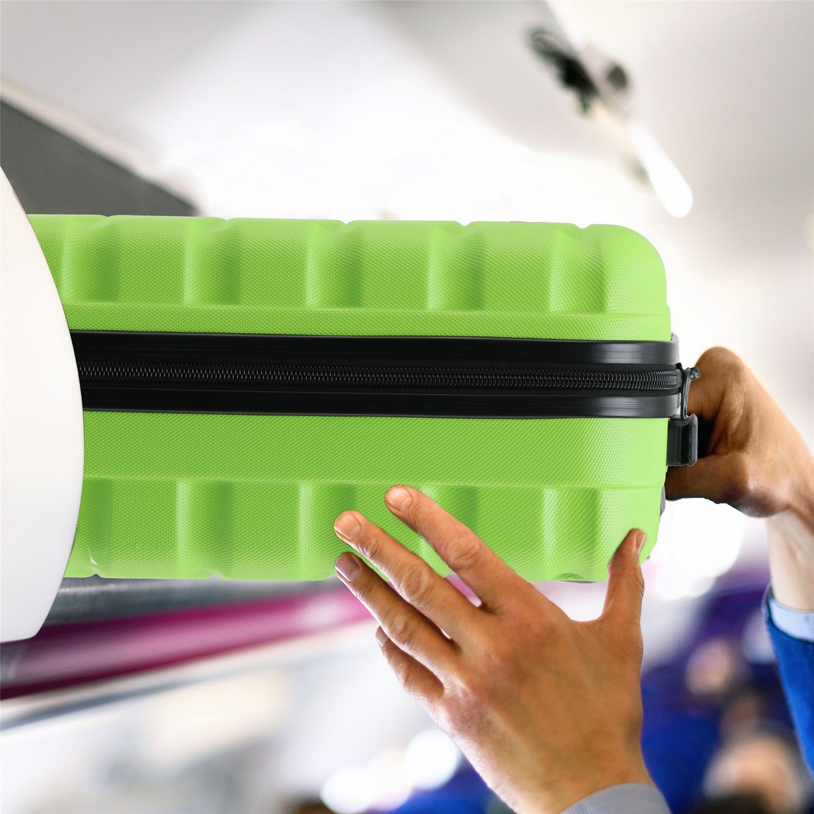 55x35x20cm Cabin Carry On Suitcase Hard Shell Overhead Luggage 100+ Airlines Approved | Cabin | Green
