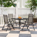 5 Pcs Garden Dining Set, Folding Chairs And Metal Top Table | Khaki