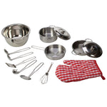 Stainless Steel Kitchenware Set, Includes 13 Play Pieces