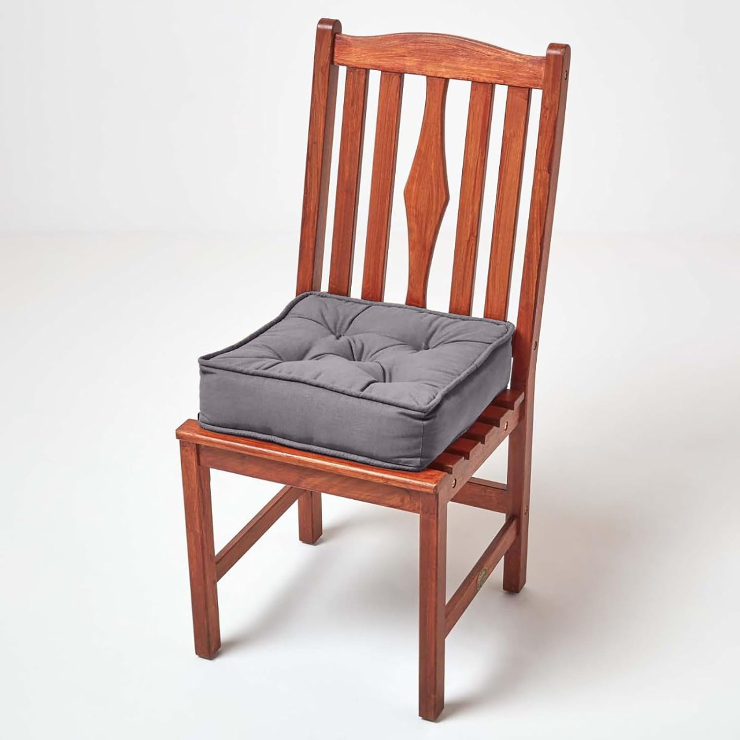 Cotton Dining Chair Booster Cushion | 40cm x 40cm | Charcoal Grey