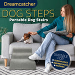 Dog Stairs For Bed, High Density Foam Pet Step Ramp For Sofa, Dogs & Cats, 2,3 & 4 Steps | 3 Step | Grey