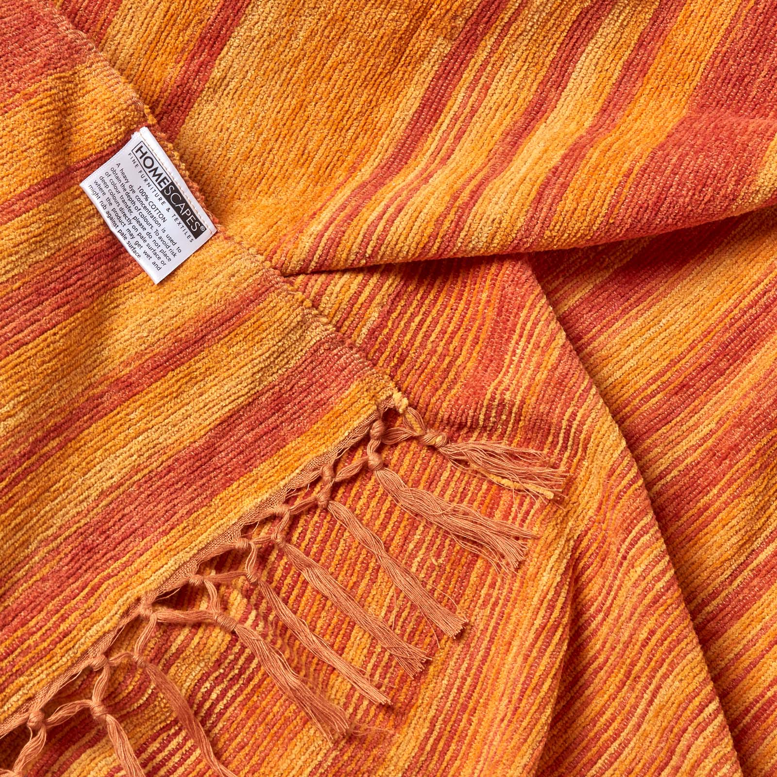 Bed Sofa Throw Cotton Chenille Tie Dye | 150cm x 200cm | Orange