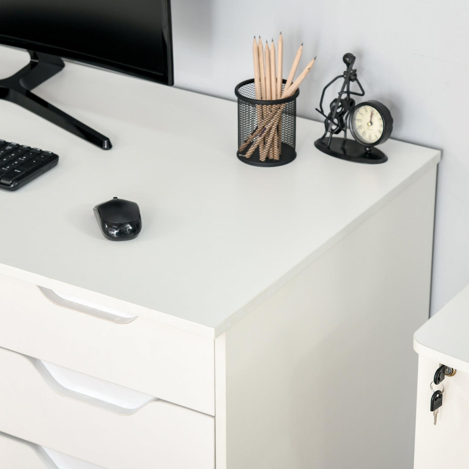 Computer Desk W/ Drawers Modern Writing Workstation For Home | White