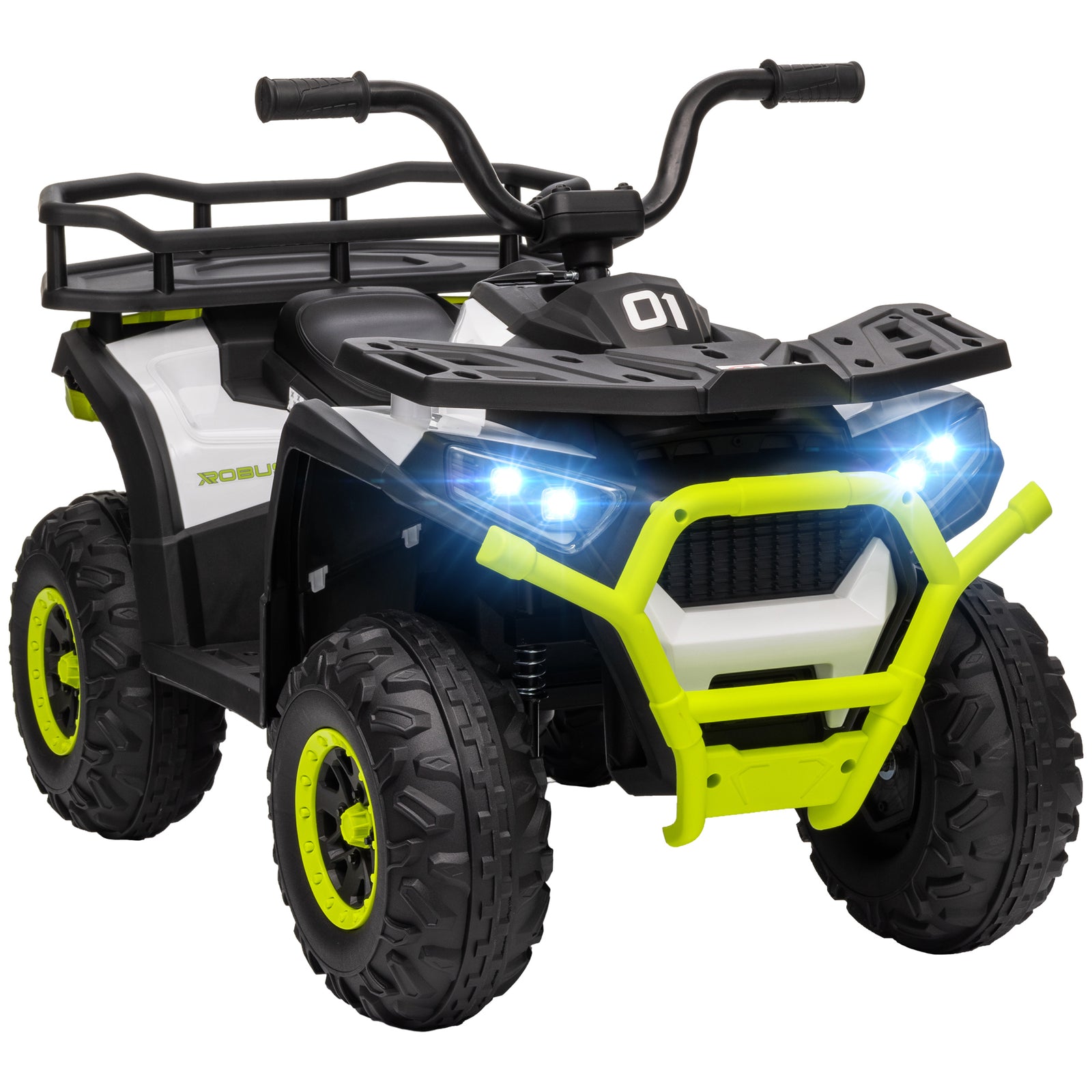 12v Kids Electric Ride On Atv W/ Spring Suspension, Storage Basket | Green