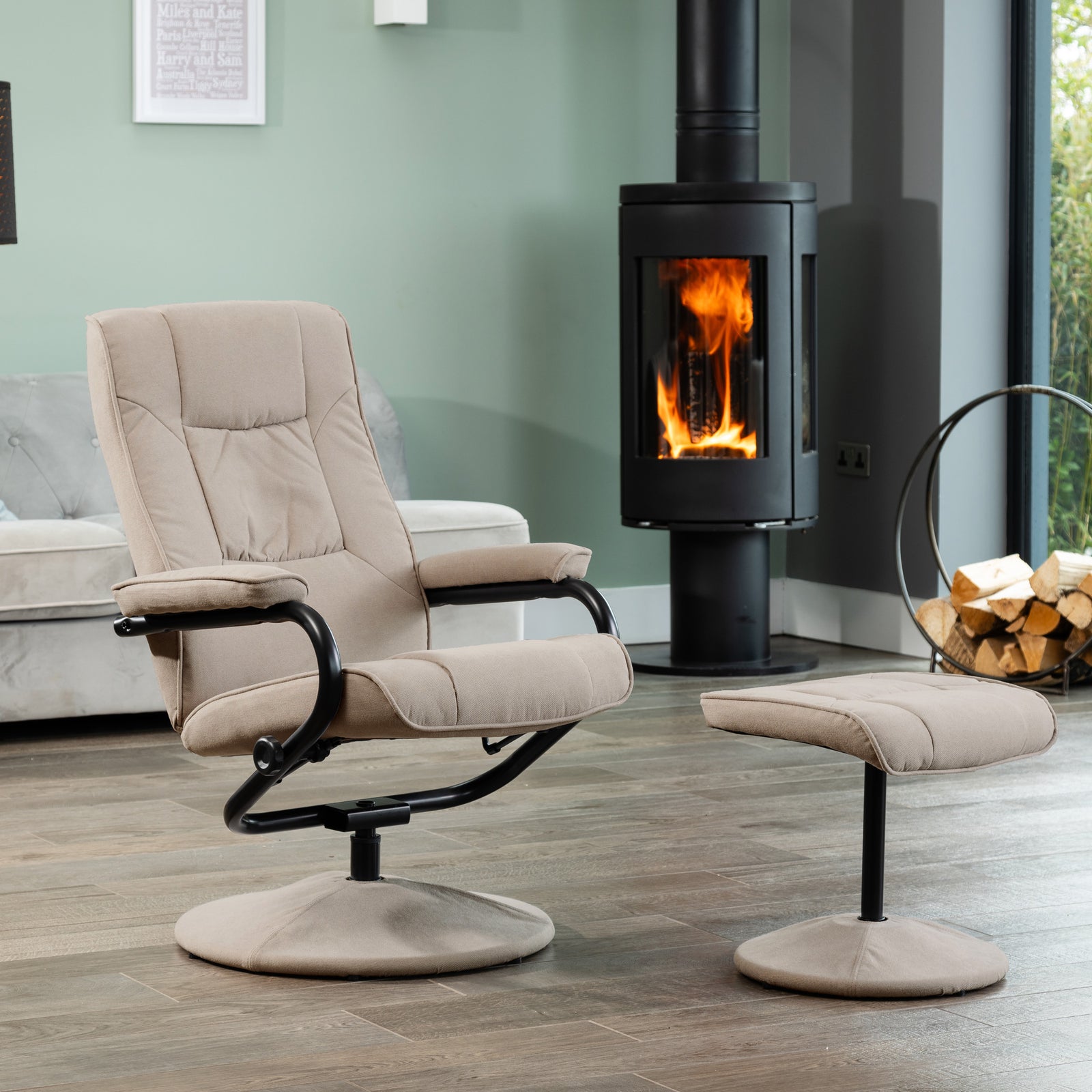 Ripley Swivel Recliner And Footstool | Cappuccino