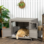 PawHut Pawhut Wicker Dog Cage Crate W/ Cushion For Medium Large Dogs, 85 X 61 X 70 Cm