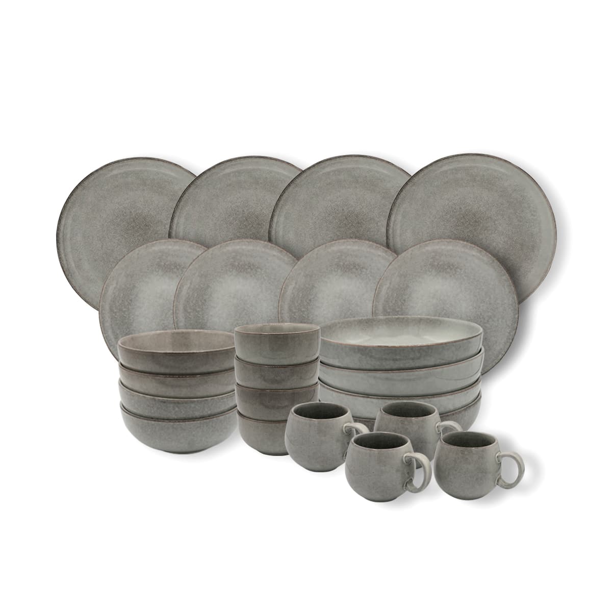 Nordic Stoneware Dinner Set | 24 Piece | Grey