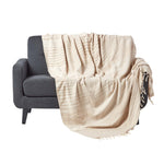 Bed Sofa Throw Cotton Chenille Tie Dye | 220cm x 240cm | Beige