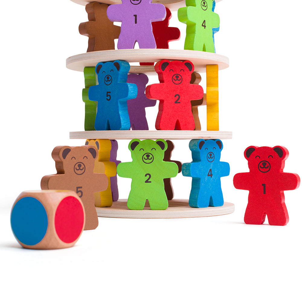 Wooden Teddy Tumbling Tower Game - 49 Pieces