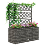 Garden Rattan Planter With Trellis Light Grey