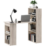 120cm Computer Desk Bookshelf Writing Table 6 Shelves | Grey