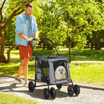 One-click Foldable Pet Stroller W/ Mesh Windows, For Small Pets | Grey