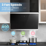 60cm Wall Mounted 3-speed Angled Range Hood With Touch Screen Class A++