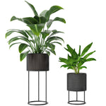 Outsunny Metal Plant Pots Flower Planters Set Of 2 For Indoor Outdoor Black