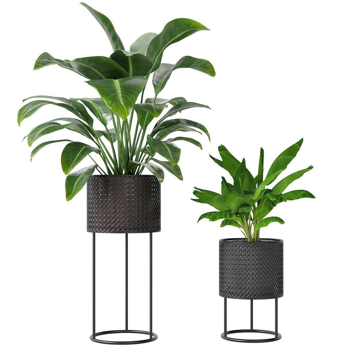 Outsunny Metal Plant Pots Flower Planters Set Of 2 For Indoor Outdoor Black